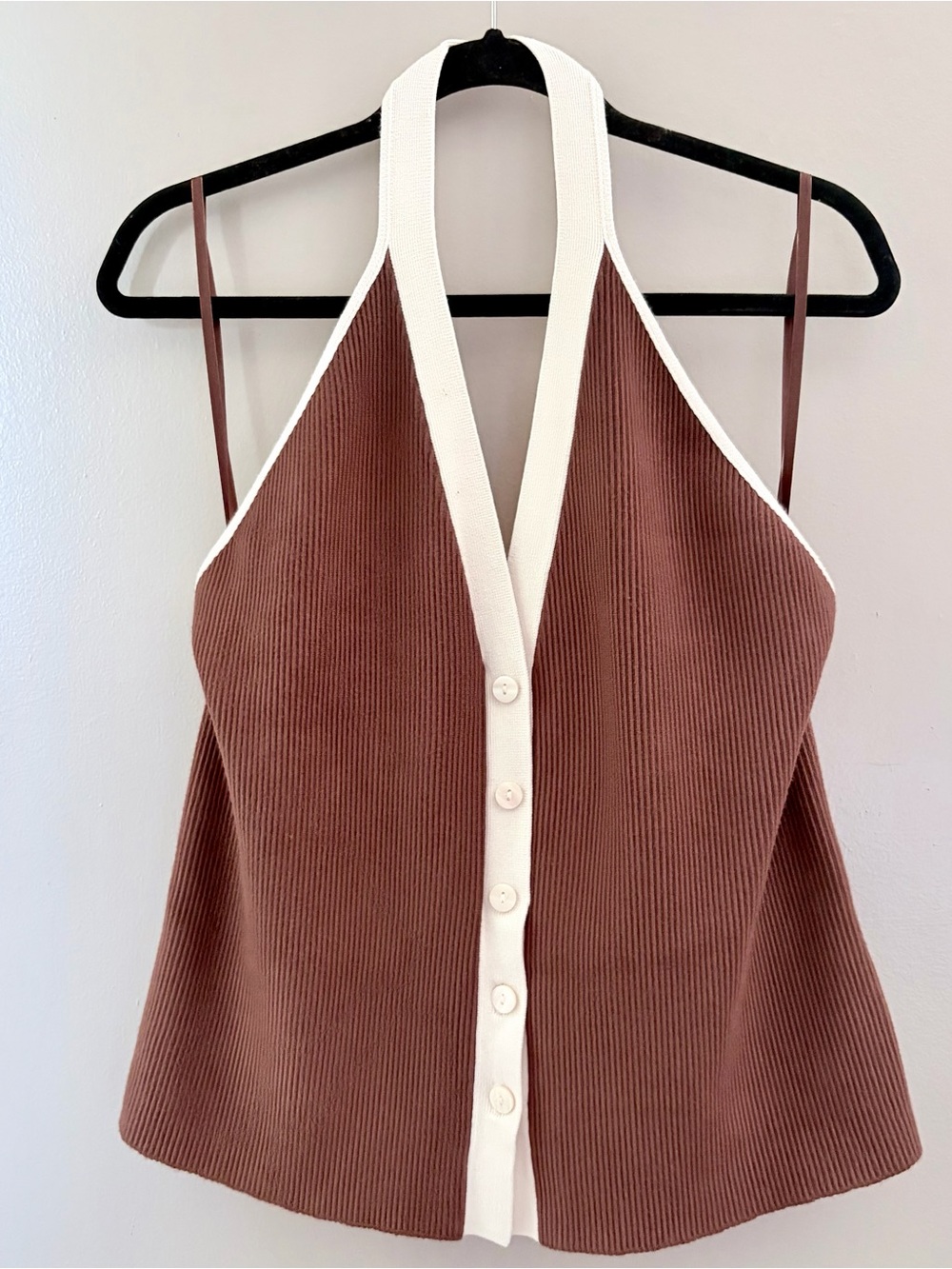 Abercrombie & Fitch Brown Knit Halter Top Large